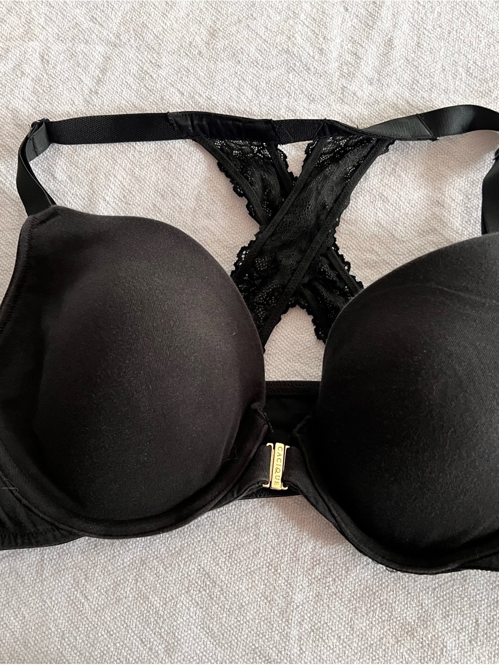 Cacique Black Lace Racerback T-Shirt Bra